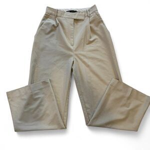 Zara Women's Cream and Tan Trousers Old Money Dress Pants Size Small Wide Leg